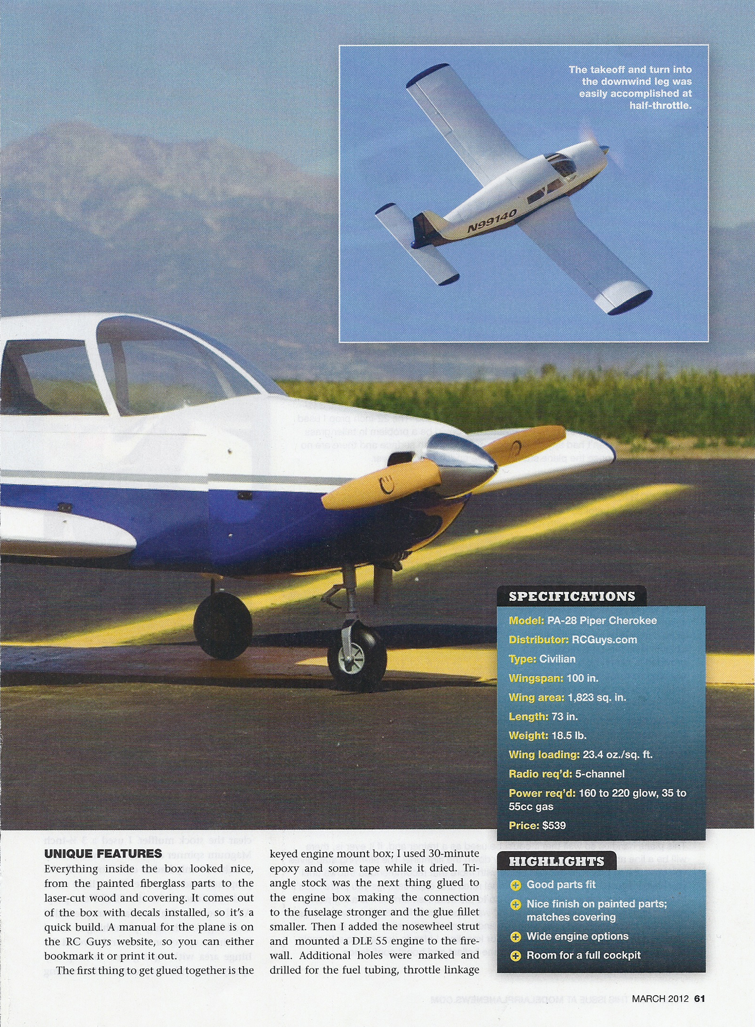 piper cherokee rc plane